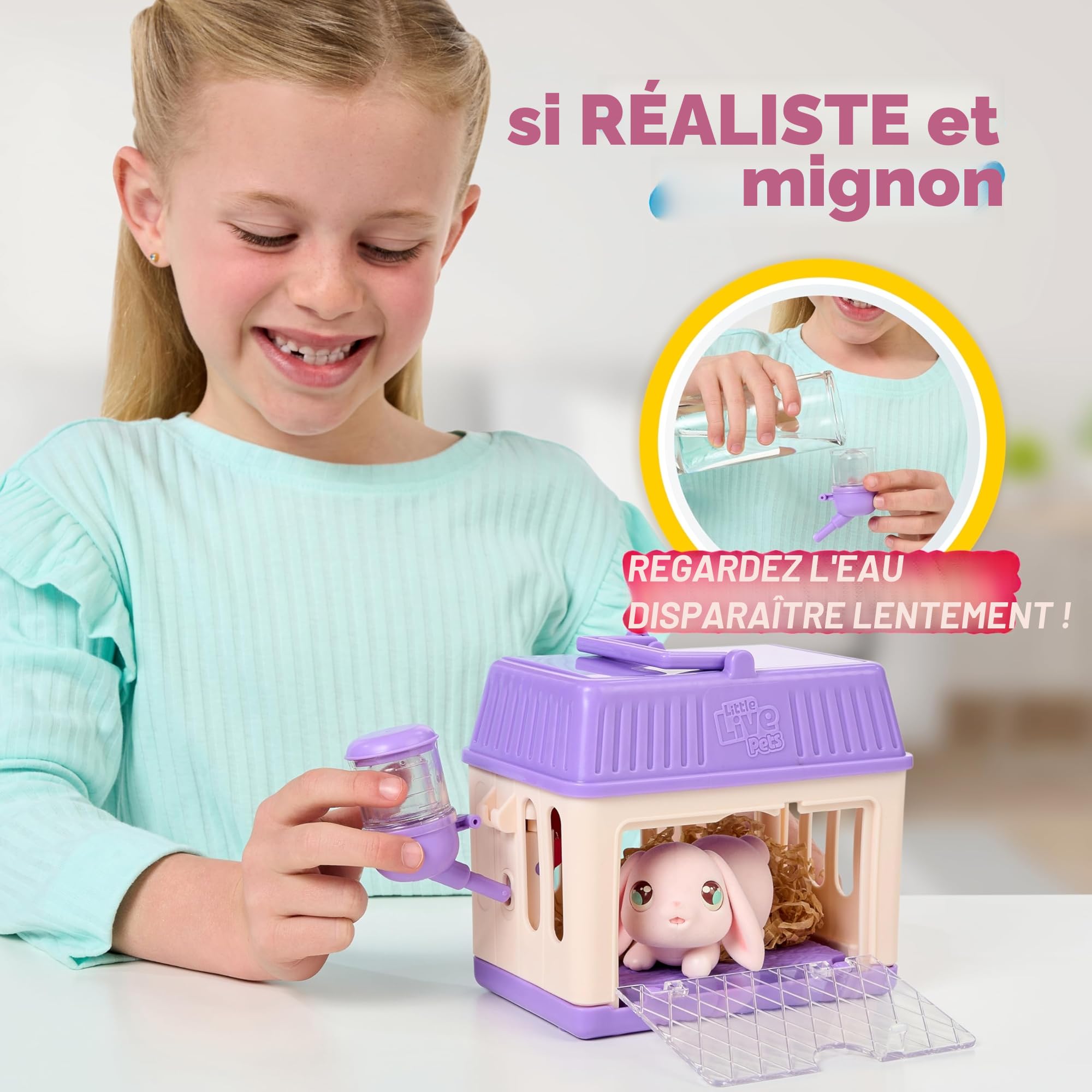 Little Live Pets Mama Surprise P'tits Lapins, Prends Soin de la Maman Lapin dans Son clapier pour découvrir 2, 3 ou 4 bébés