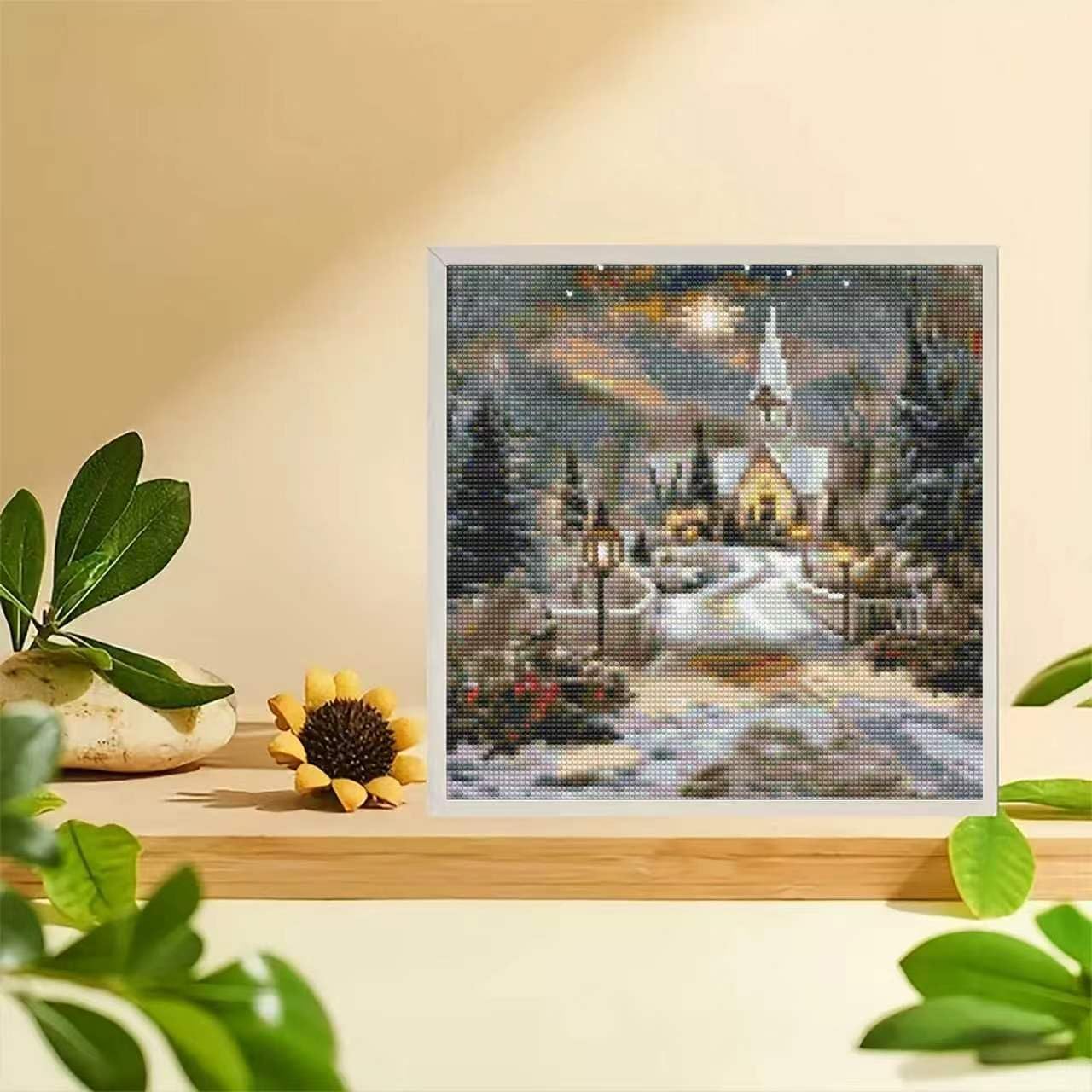 DIY Winter Church Christmas Diamond art for Adults Beginners, 14X14 Inch