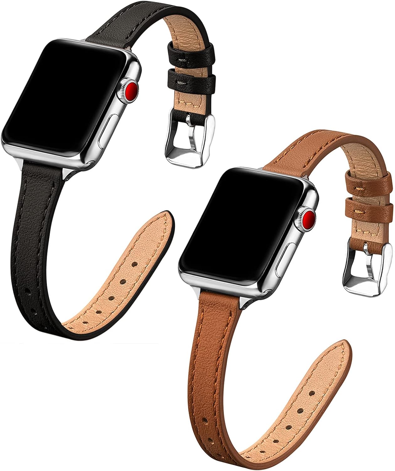 Bundle of the Two Leather Apple Watch Replacement Bands