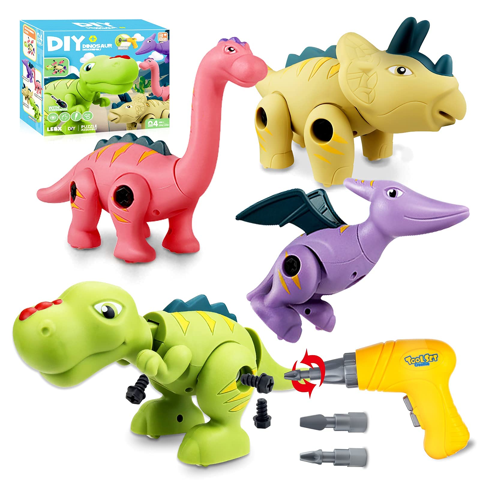 Photo 1 of Dinosaurs Take Apart Toys Dinosaur Assembling Toys with Electric Drill, DIY Games for Kids, Construction Building Play Kit STEM Learning Set Toys, Gifts for 3-8 Years Old Boys Girls