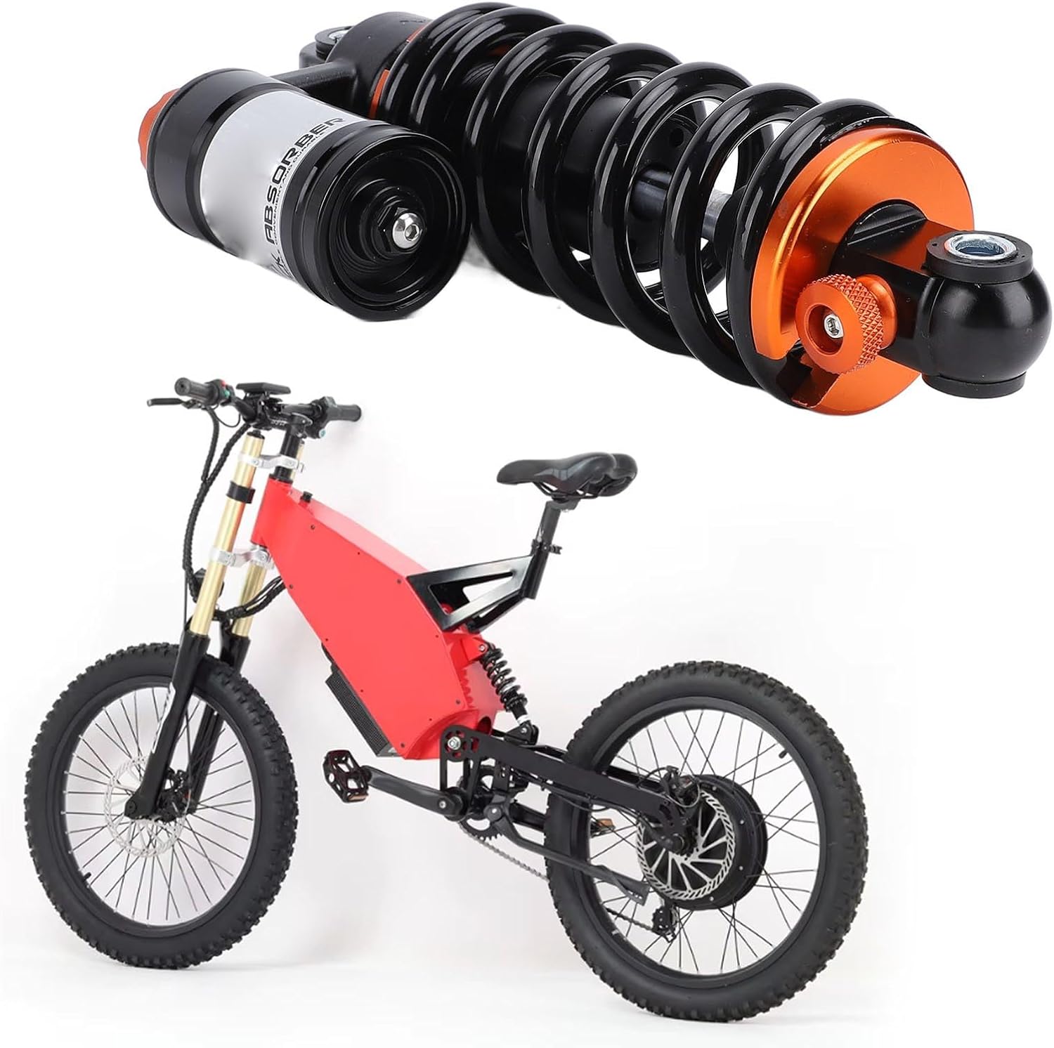 Luocute 190mm 550lbs 10mm Hole Shock Absorber, Adjustable Damping Suspension Coil Spring Shock Absorber Assembly for Electric Bike Motorcycle ATV