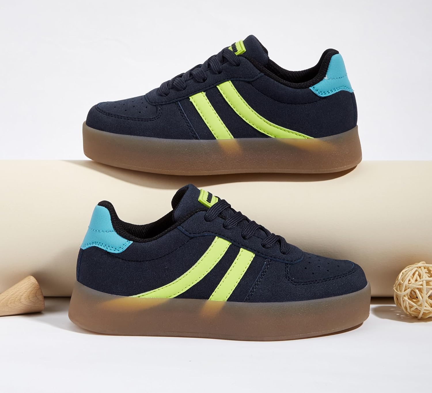 LUCKY STEP Unisex-Child Kid's Sneakers Lace Up School Fashion Platform Breathable Tennis Athletic Running Walking Shoes for Boys Girls - Image 3