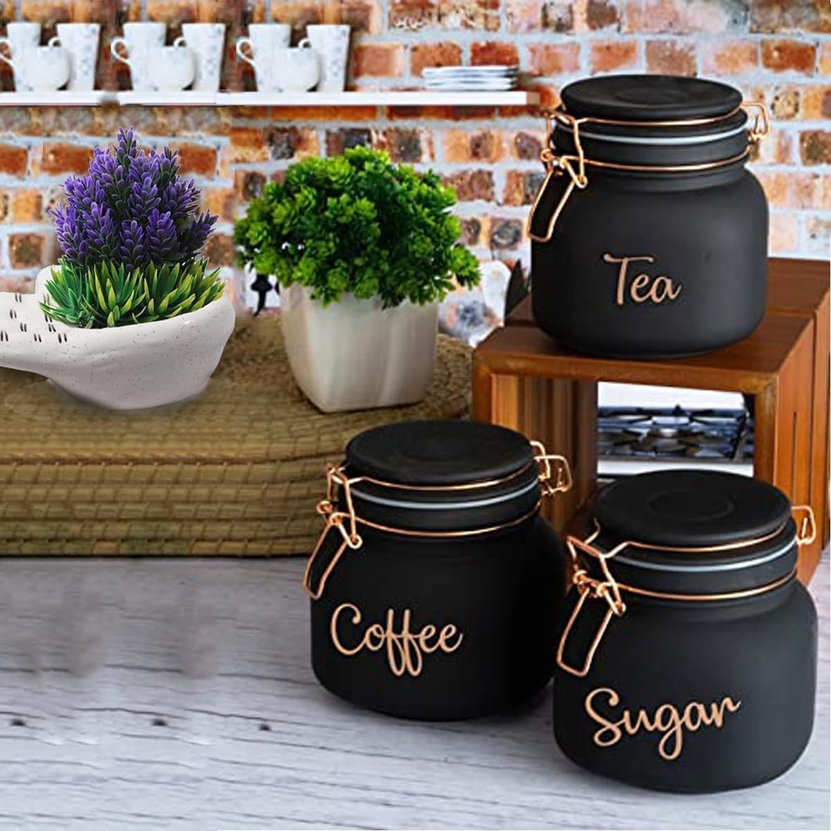 RAAHA Glass Airtight Containers Jar for Kitchen Storage with Lids for Tea, Coffee, Sugar, and Dry Fruits 9 (Set of 3, 900ml, Black) (B0D6KWFZ3G) Amazon Price History, Amazon Price Tracker