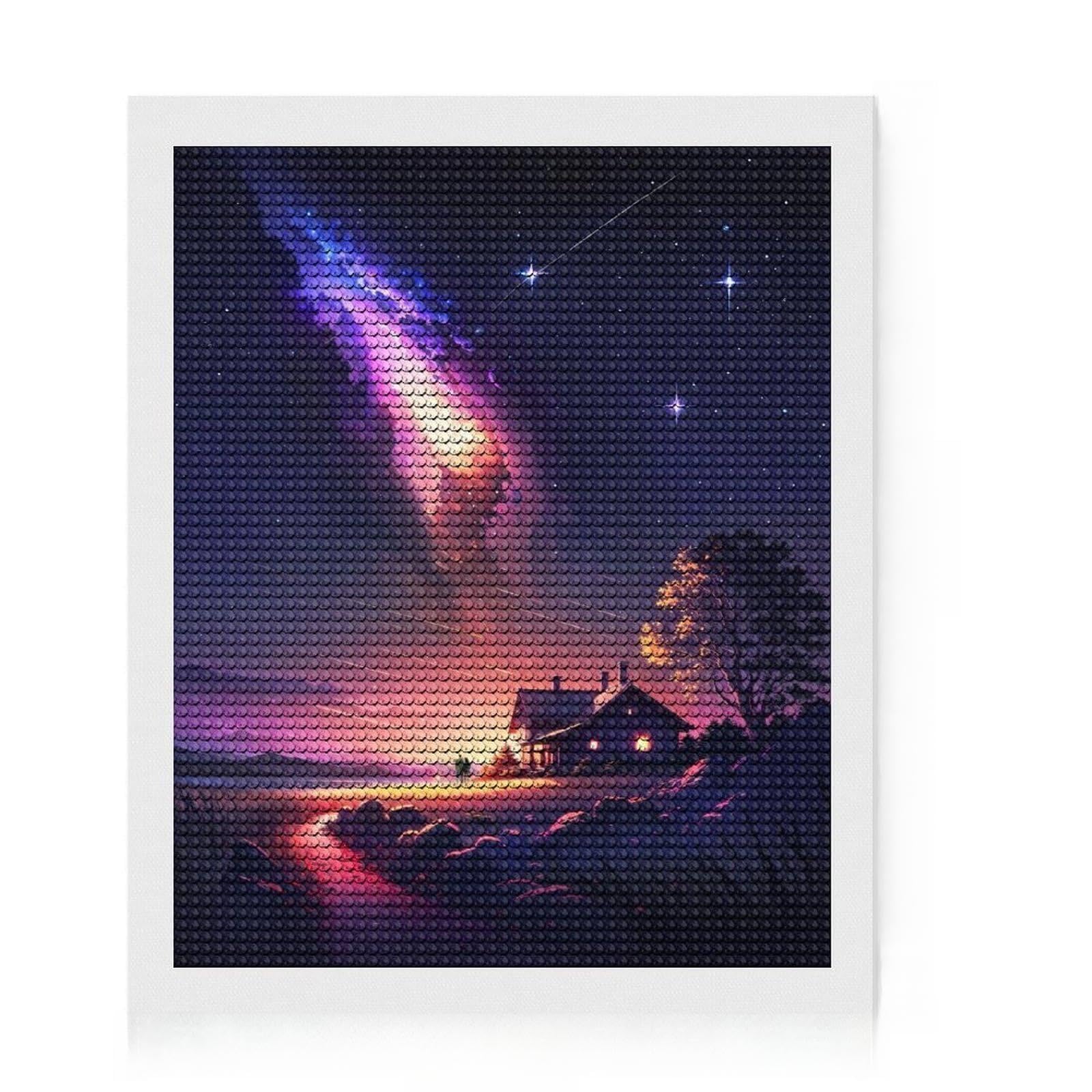 Junmoney Sunset Stardust Retreat Diamond Art Canvas 16"x20", for Beginners, Easy to Enjoy, Cosy Home Accent, Christmas Gift, Enjoyable At-Home Hobby