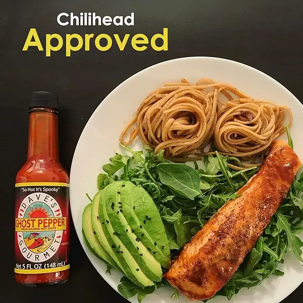 Dave's Gourmet Ghost Pepper Naga Jolokia Hot Sauce - Insanely Hot Plus Heat Level - Ghost Pepper Hot Sauce - Use on Wings, Stews, Potato Salad and More- Spicy Sauce for Chiliheads - 5oz (Pack of 1) 5