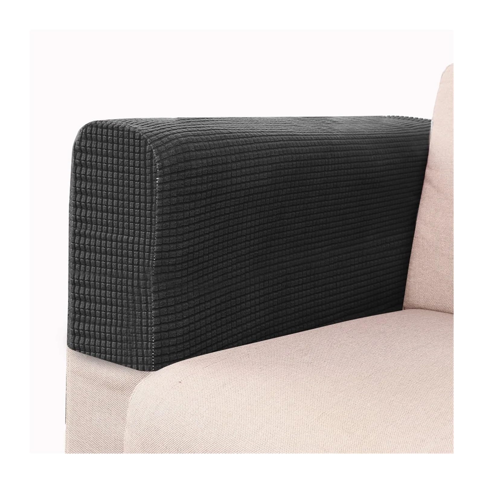 SFOIKVG Arm Covers 2pcs/set Shake Fleece Solid Color Elastic Dustproof Sofa Armrest Glove Decoration for Sofa Chair(Black)