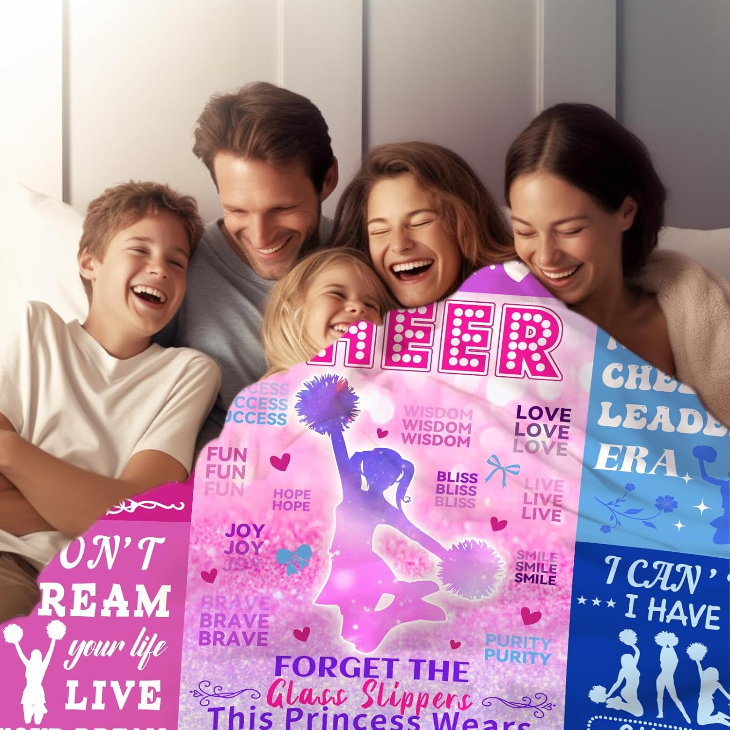 Cheerleader Blanket Gifts for Girls Women,Cheer Stuff Cheerleading Gifts Bulk for Team Coach,Cheer Blankets for Girls Lovers 60"x50" - Image 5