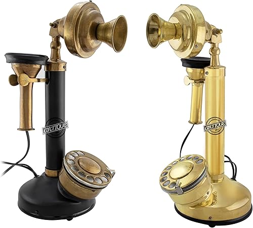 Teléfonos Vintage Combo Latón Candelabro Rotatorio Teléfono Fijo TablaEscritorioEstantes Decoración Regalo Artículo