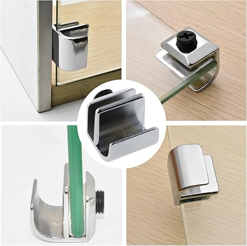 Miniatura 5 de Manija de puerta de vidrio sin marco de aleación de zinc, sin necesidad de perforación, clip de vidrio, escaparate, muebles, armarios de vidrio,