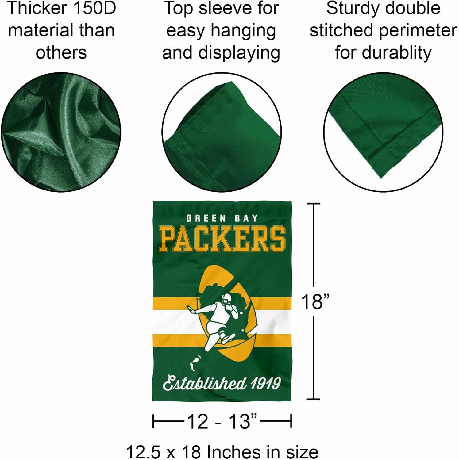Green Bay Packers Vintage Stripes Garden Flag Double Sided Banner - Image 3