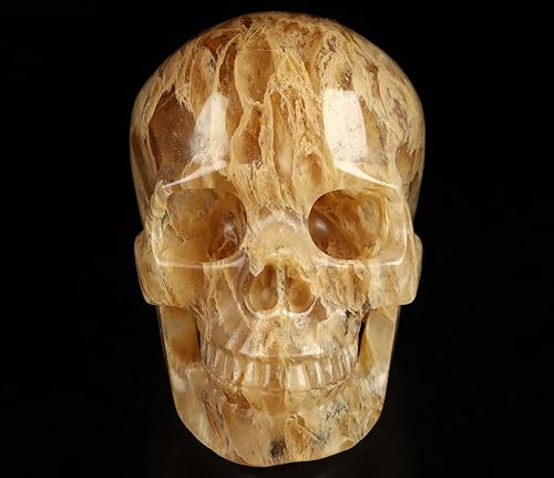 Miniatura 2 de Skullis Calavera de cristal de cuarzo fundido de 5.0 pulgadas, escultura de arte fino de piedras preciosas talladas a mano, estatua de piedra
