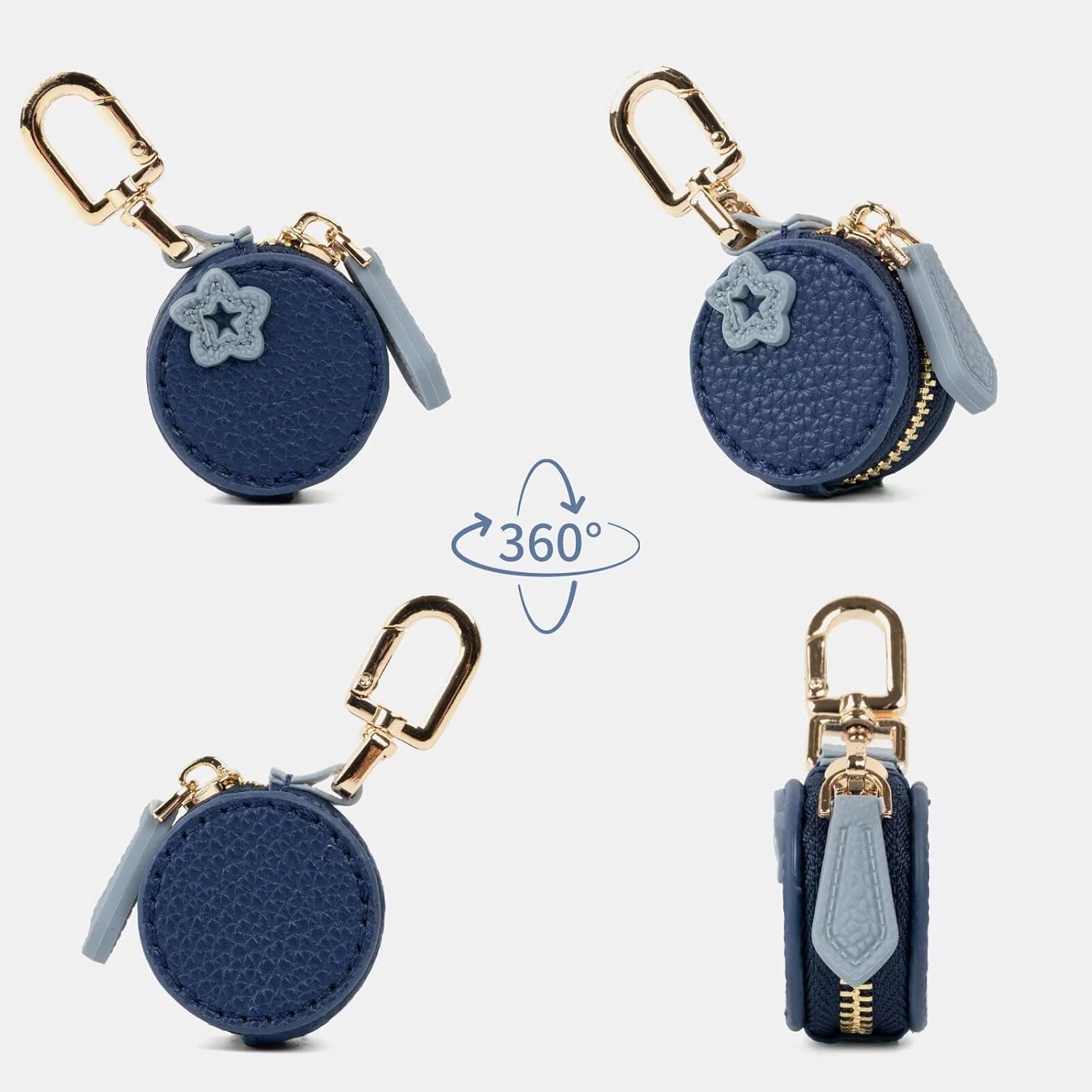 Cute Fruit Coin Purse Bag Charm,Mini Leather Coin Change Purse & Pouch Holder Keychain Charm for Handbag Tote Wallet Airtag Accessories,Kawaii Fruit Bag Charms for Girl Women Small Blue berry - Image 7