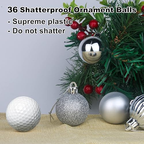 Vista 521 de 18 esferas medianas decorativas navideñas para árbol de Navidad, inastillables, para colgar, color púrpura, 2.5 pulgadas, paquete de 18