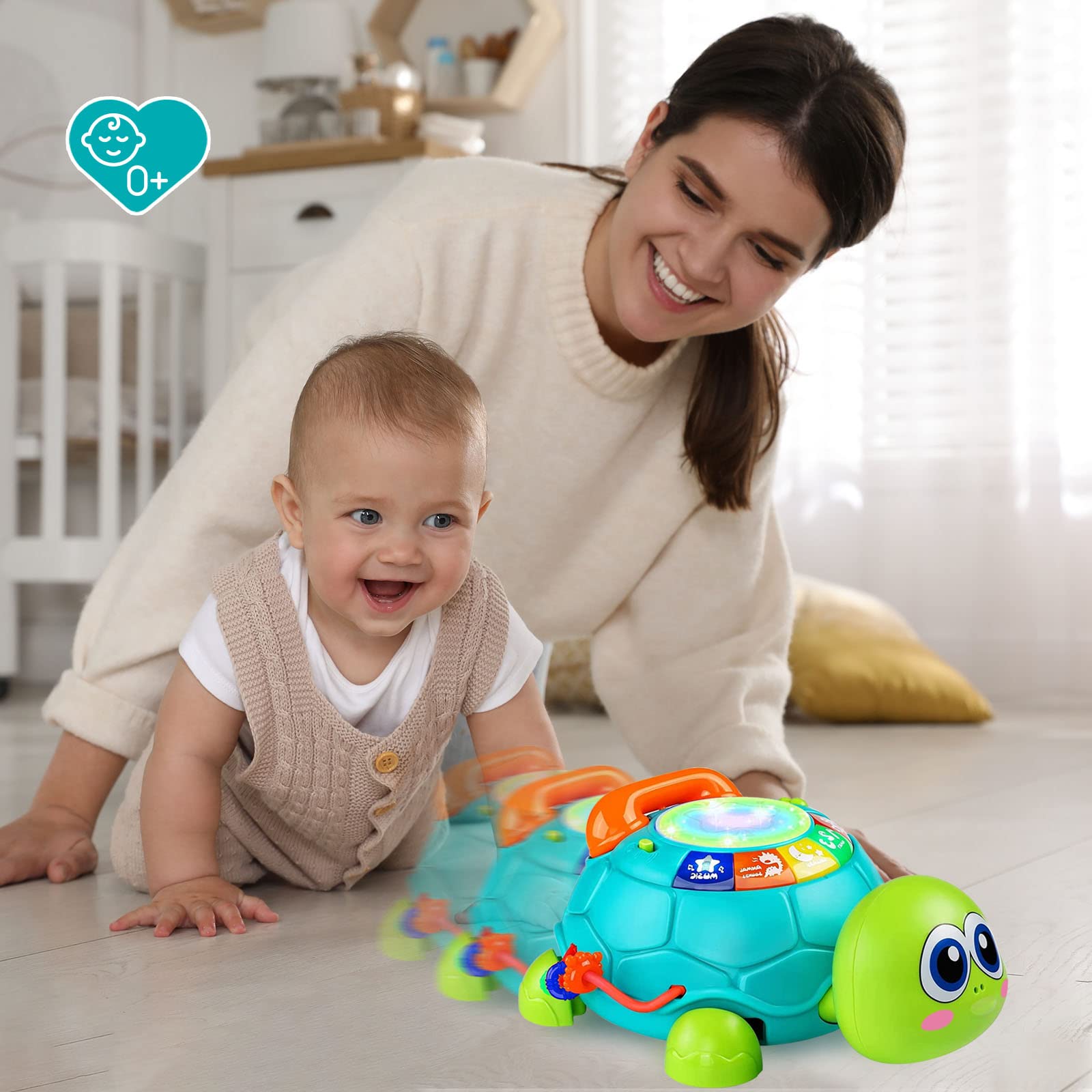 Juguete Tortuga Para Gatear – 3 En 1 Con Luces Y Música – Incluye Tortuga Grande + 2 Pequeñas – Para Bebés De 1 A 4 Años – Regalo Educativo