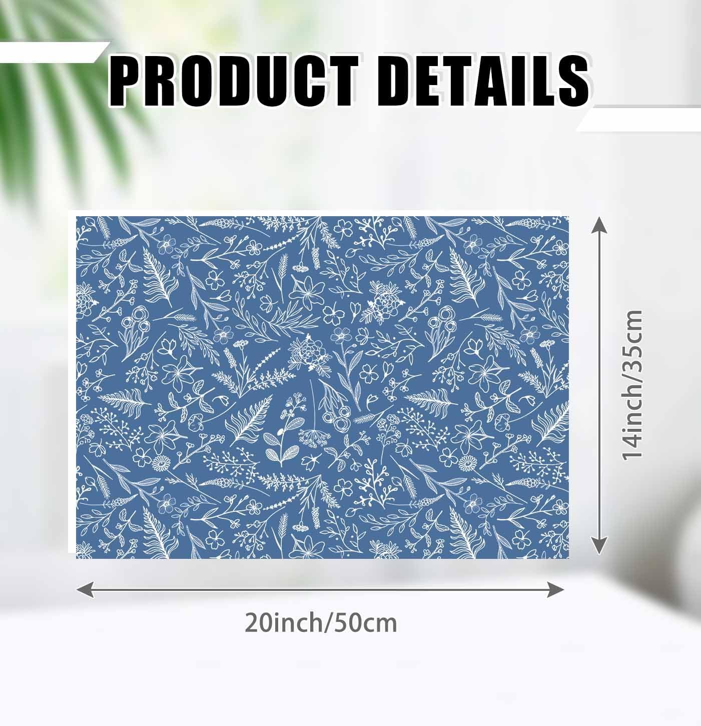 AVXINSOK 100 Sheets Blue Floral Tissue Paper 14 x 20 Inches Blue and White Vintage Flower Gift Wrapping Tissue Paper for Gift Bags Wedding Birthday Baby Shower Party Packaging Crafts image 3
