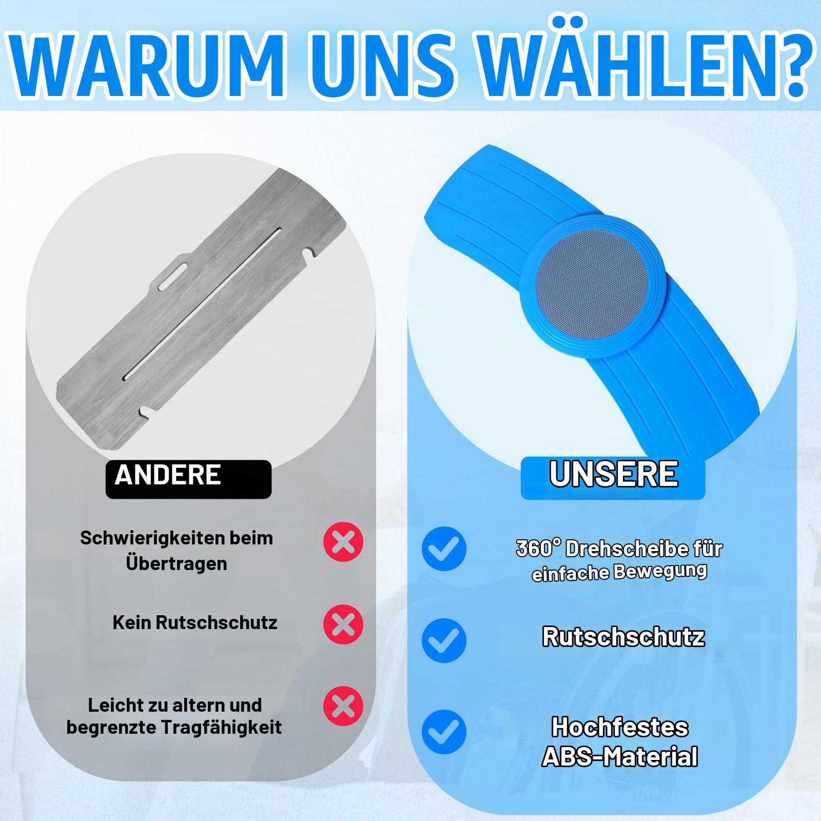 90cm Transferbrett mit 360° verschiebbarer Drehscheibe