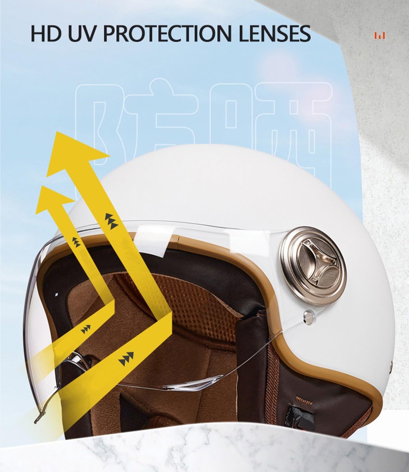Casco Moto Retro,ECE Homologado Abierta Medio Jet Casco,Casco Scooter con Visera,Ciclomotor Casco para Hombres y Mujeres Adultos