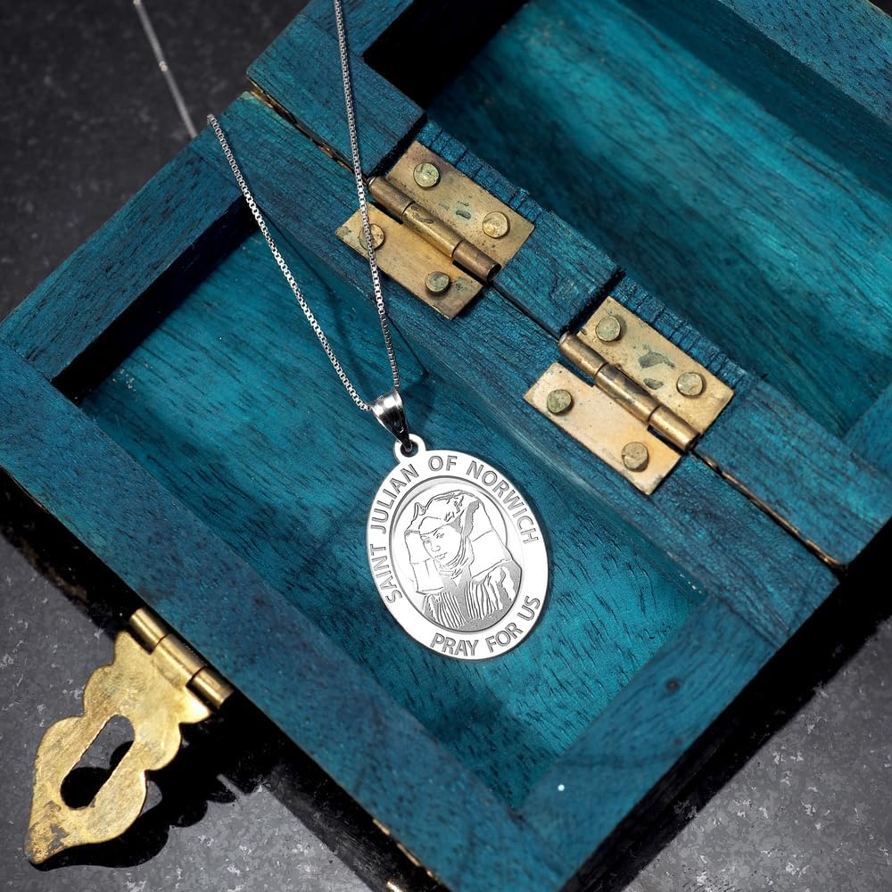 PicturesOnGold.com Saint Julian of Norwich Religious Medal - 3/4 Inch X 1 Inch - Sterling Silver - Image 6
