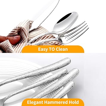 60 Piece Heavy Duty Stainless Steel Silverware Set for 12, Compralo Luxury Mirror Polish Cutlery Set Flatware Set for Formal Dining & Entertaining, Dishwasher Safe for Heavy Use