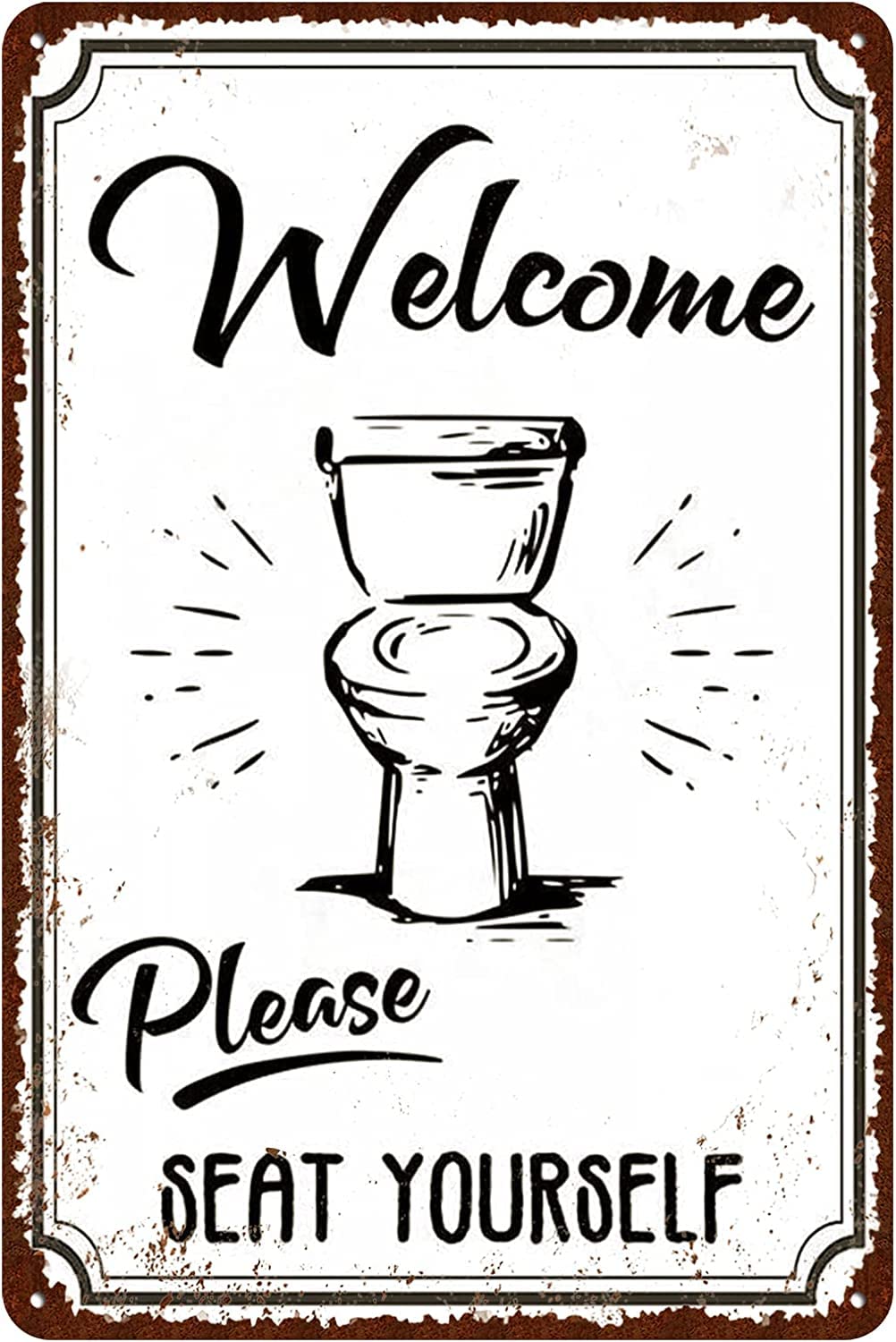 Kwqdozf Tin Sign-2 12X16inch Welcome Please Seat Yourself Vintage Metal Aluminum Tin Sign Door