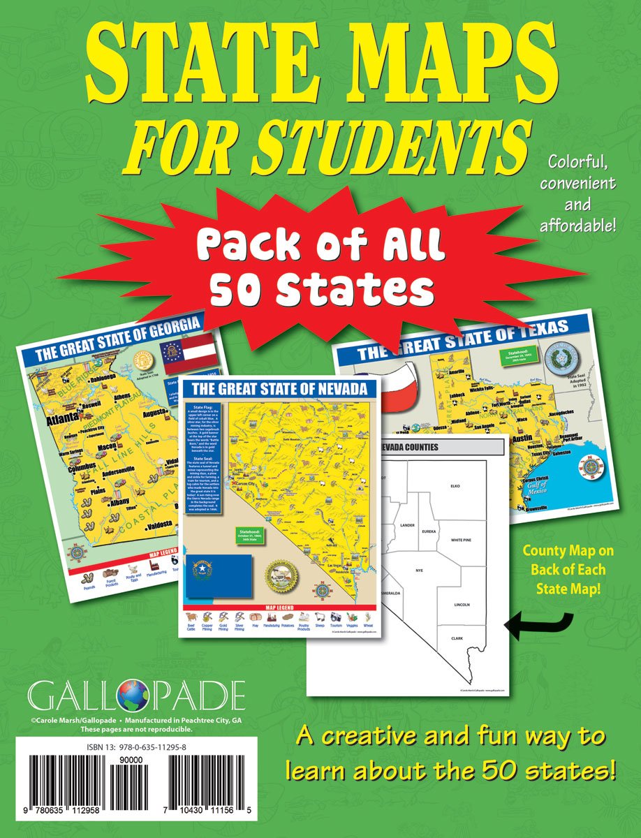 Gallopade Publishing Group State Maps for Students Pack of All 50 States (9780635119766)