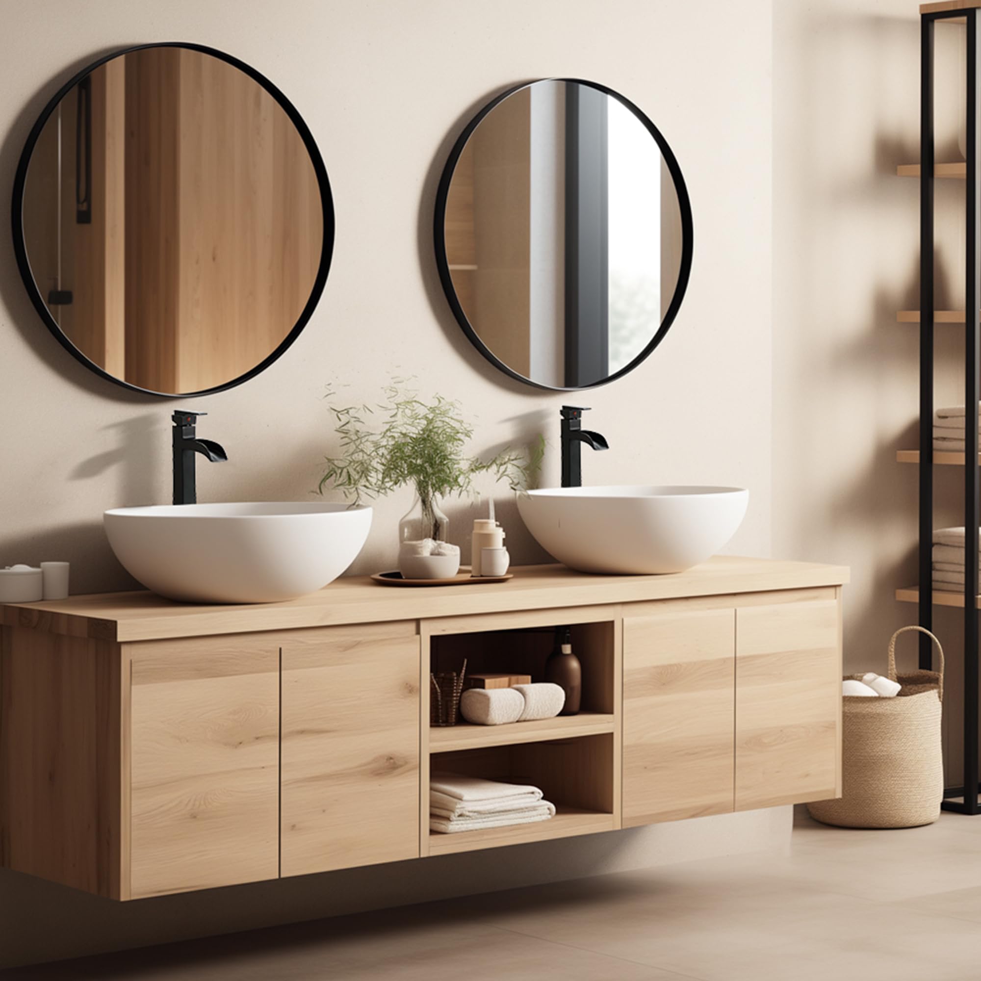 Vessel Sink Faucet Black 12 Inch Waterfall Tall Bathroom Faucet One Hole with Pop-Up Drain Pre-Installed Hoses Single — view 9