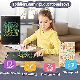 [2 Pieces] 10 Inch LCD Colorful Writing Graphic Tablet, Erasable Drawing Board, Kids Gift, Graphic Board for Games for 3 4 5 6 7 Years (Black & White)