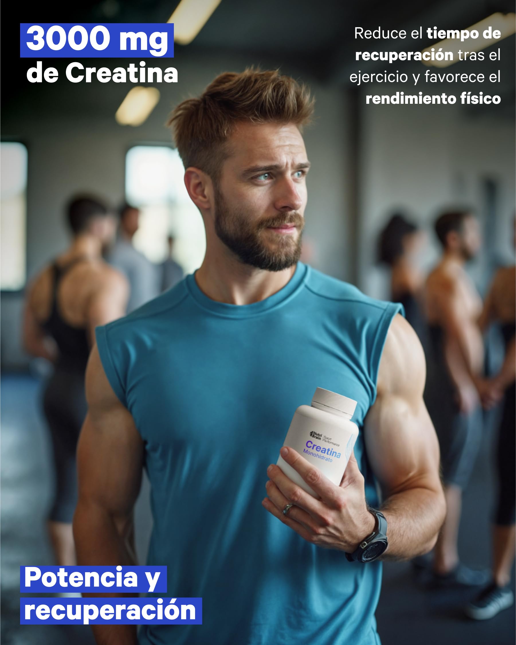 Creatina Monohidratada 3000 mg – 400 comp (3-4 meses) | Mejora Fuerza, Masa Muscular, Resistencia, Recuperación, Energía y Agilidad Mental | Vegano, Sin Gluten, No OGM | Para Hombre y Mujer
