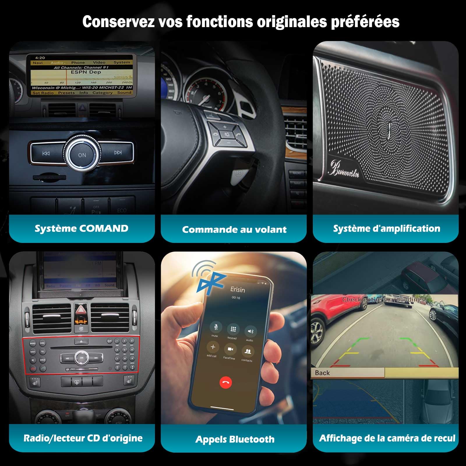 12,3" 2K Écran Snapdragon 668S 8Go+128Go Autoradio Stéréo Android 16 pour Mercedes-Benz C-Class W204 S204 NTG 4.0, Carplay sans Fil, GPS WiFi DSP OEM Radio Comand Bluetooth 5.1 Écran Tactile