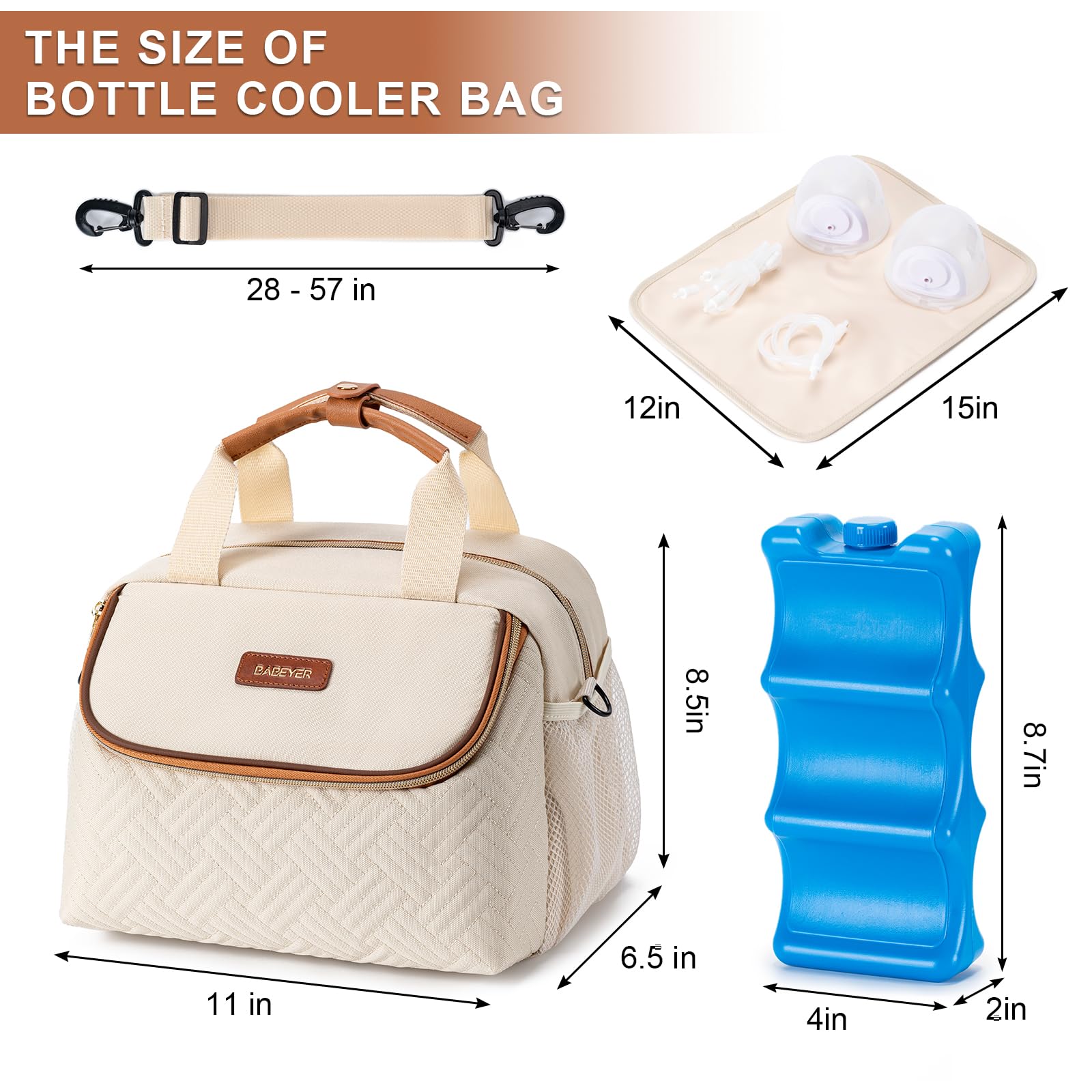 Bolsa enfriadora de leche materna con bolsa de hielo para 6 biberones de hasta 9 onzas