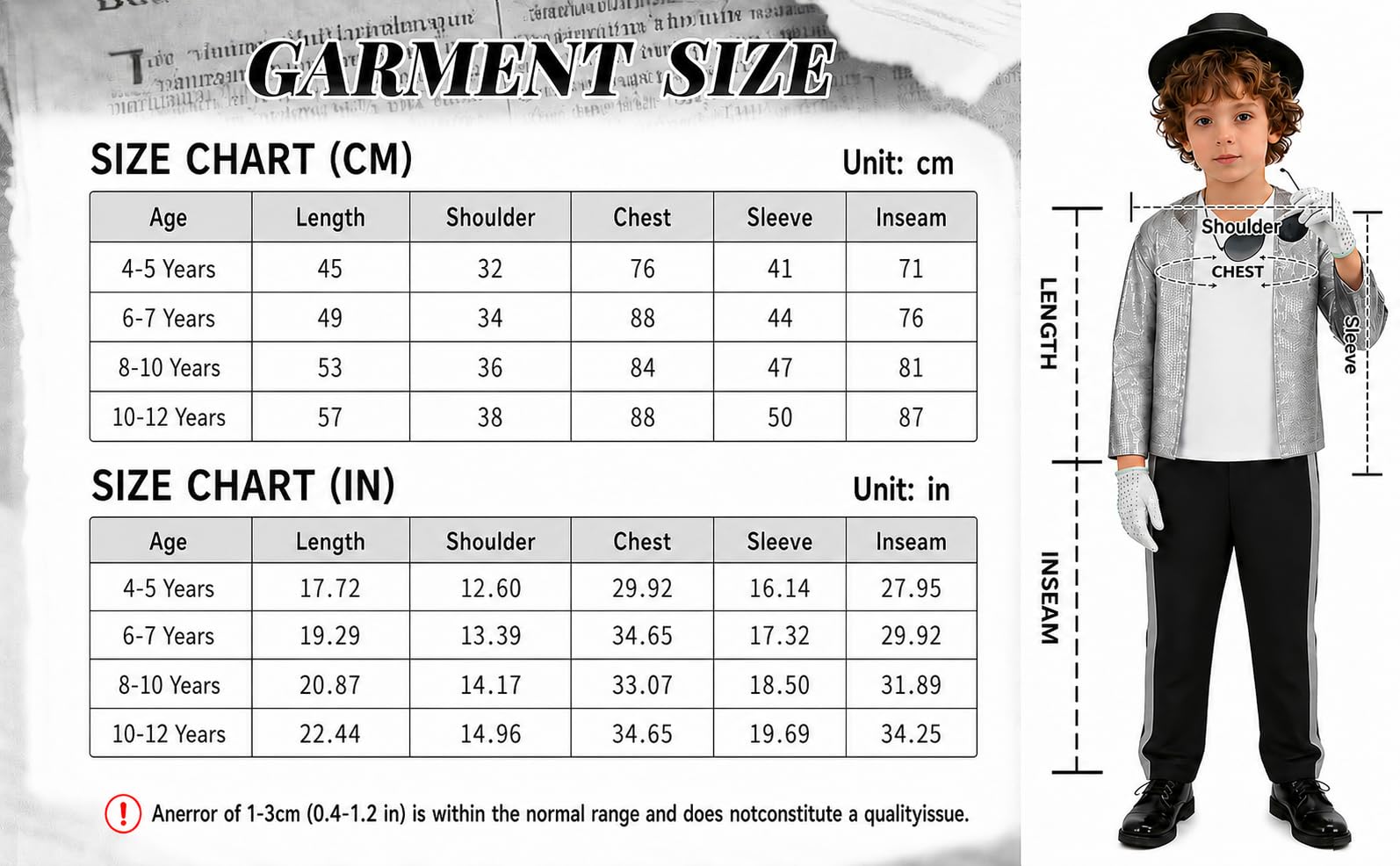 SINSEN Pop Star Costume for Kids 80s 90s Disco Outfit Sequin Jacket Pants Hat T-Shirt Gloves Sunglasses Necklace Fancy Dress Costume for Halloween Cosplay Party World Book Day 3-12 Years - Image 7