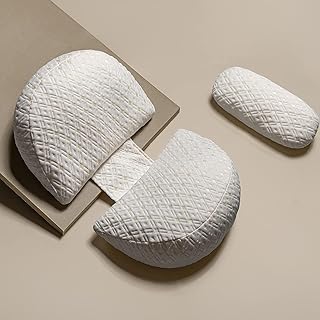 Clasymoon Pregnancy Pillows for Sleeping, Maternity Pillow, Pregnancy Body Pillow Support for Back, Legs, Belly, Hips of Pregnant Women, Detachable and Adjustable with Pillow Cover(Gold White)