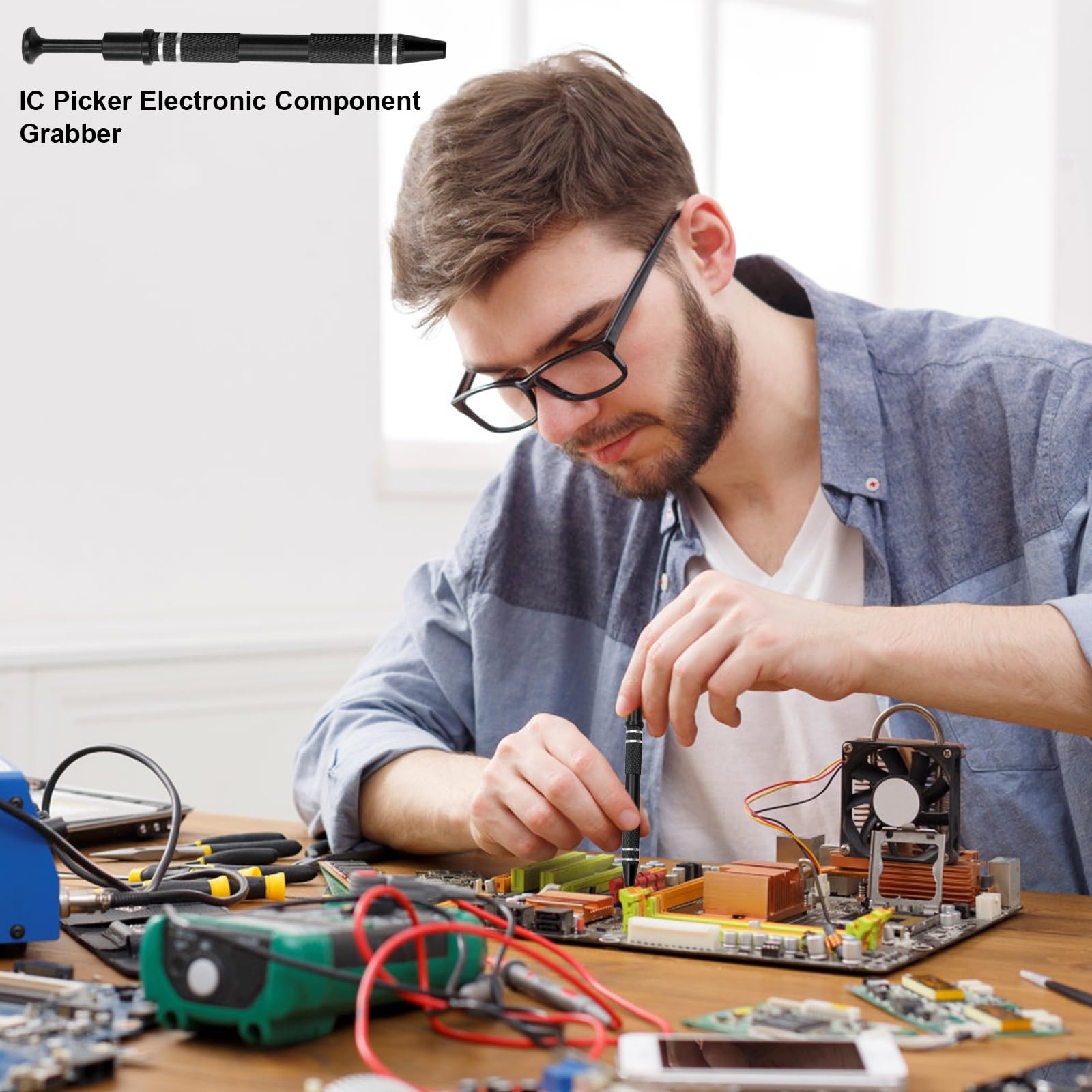 Strumento per la rimozione dei Chip IC - Strumento di Estrazione Chip IC | Estrattore per Perno Regolabile con Design a Molla ad Alta Elasticità per Lo smontaggio di componenti elettronici