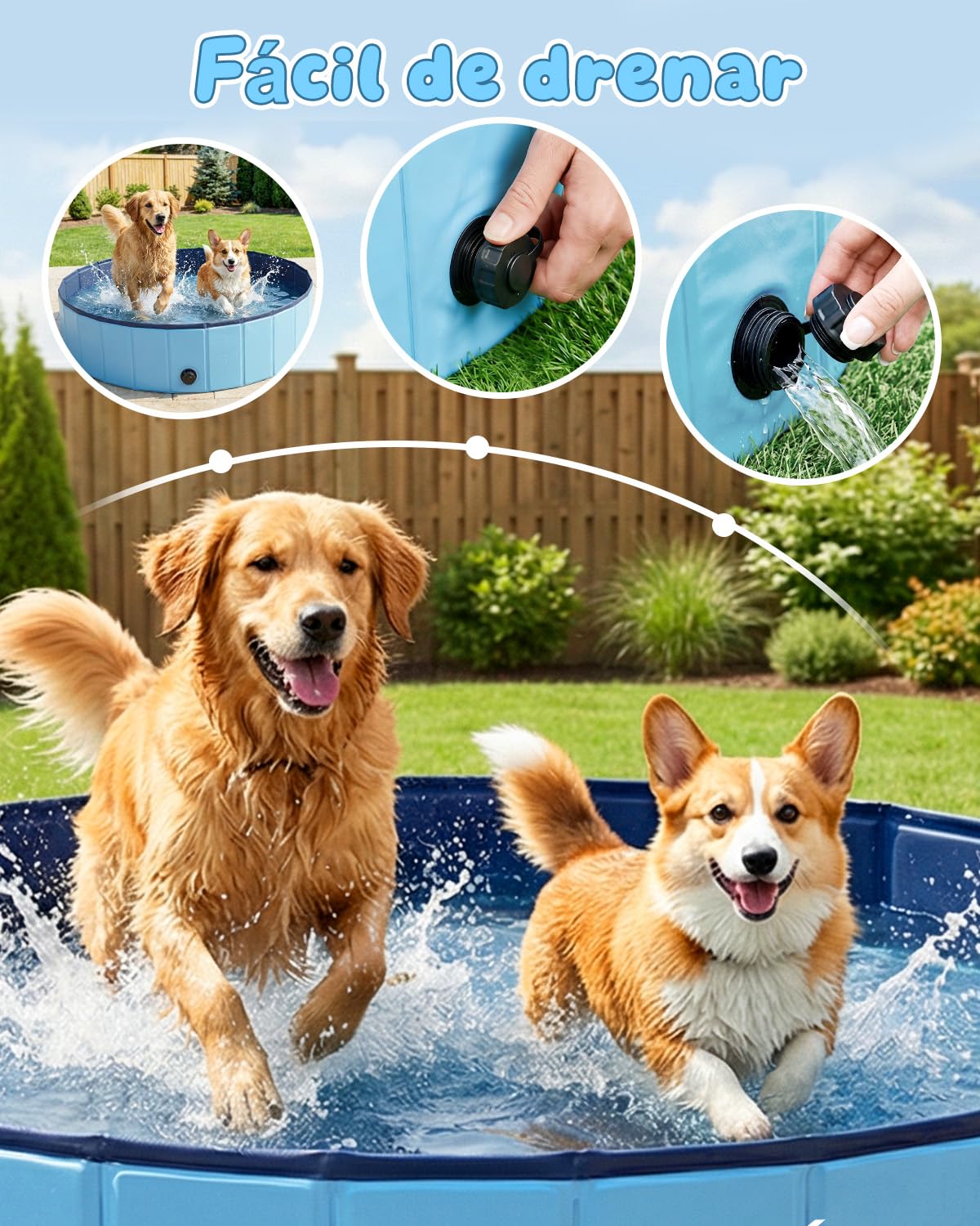 Piscina Plegable para Perros y Mascotas, Bañera Antideslizante de PVC Resistente, Piscina Portátil para Perros Grandes y Pequeños, Piscina Infantil para Jardín y Exterior,120 x 30 cm