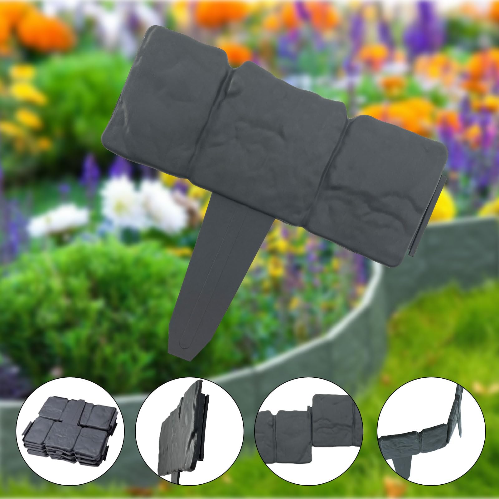 20 pièces bordure de pelouse plastique 5 m aspect pierre bordure de jardin, bord de tonte bordure de lit palissade , gris | Leroy Merlin 20 pièces bordure de pelouse plastique 5 m aspect pierre bordure de jardin, bord de tonte bordure de lit palissade , gris | Leroy Merlin