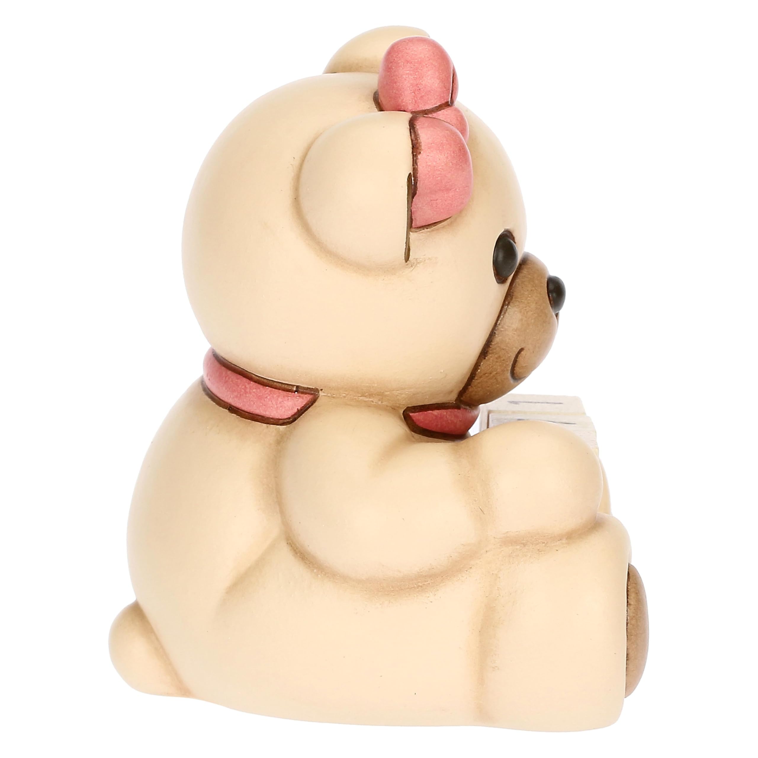 THUN, Mini Calendario Teddy Lei in Ceramica Decorata a Mano, Idea Regalo, 6.6 x 5.7 x 7.7 cm h