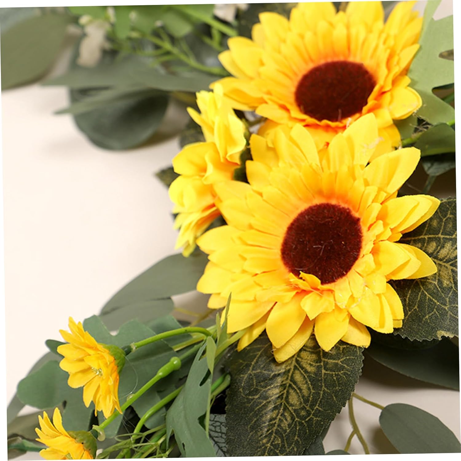 Artificial Wedding Arch Flowers 2PCS Realistic Artificial Sunflower Flowers for Wedding Welcome Sign Decorative Green Leaves Silk Flower for Wedding Ceremony Reception Arrangement Home Decor Sunflowe