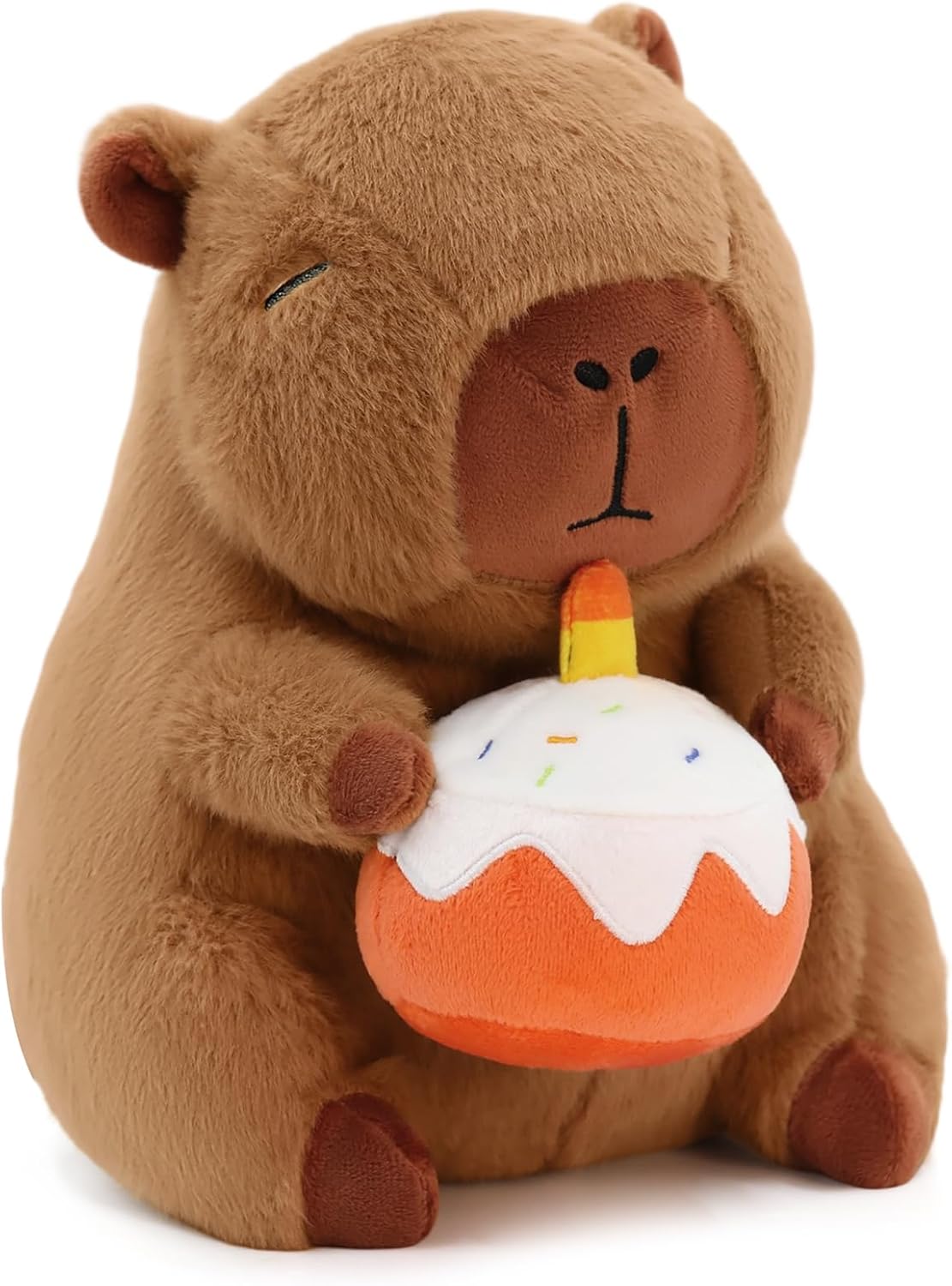 Cute Capybara Plush with Cake - 13-inch Kawaii Capybara Stuffed Animal Pillow Soft Stuffed Plush Toy - Capybara Party Decoration Birthday Gifts for Kids Adult
