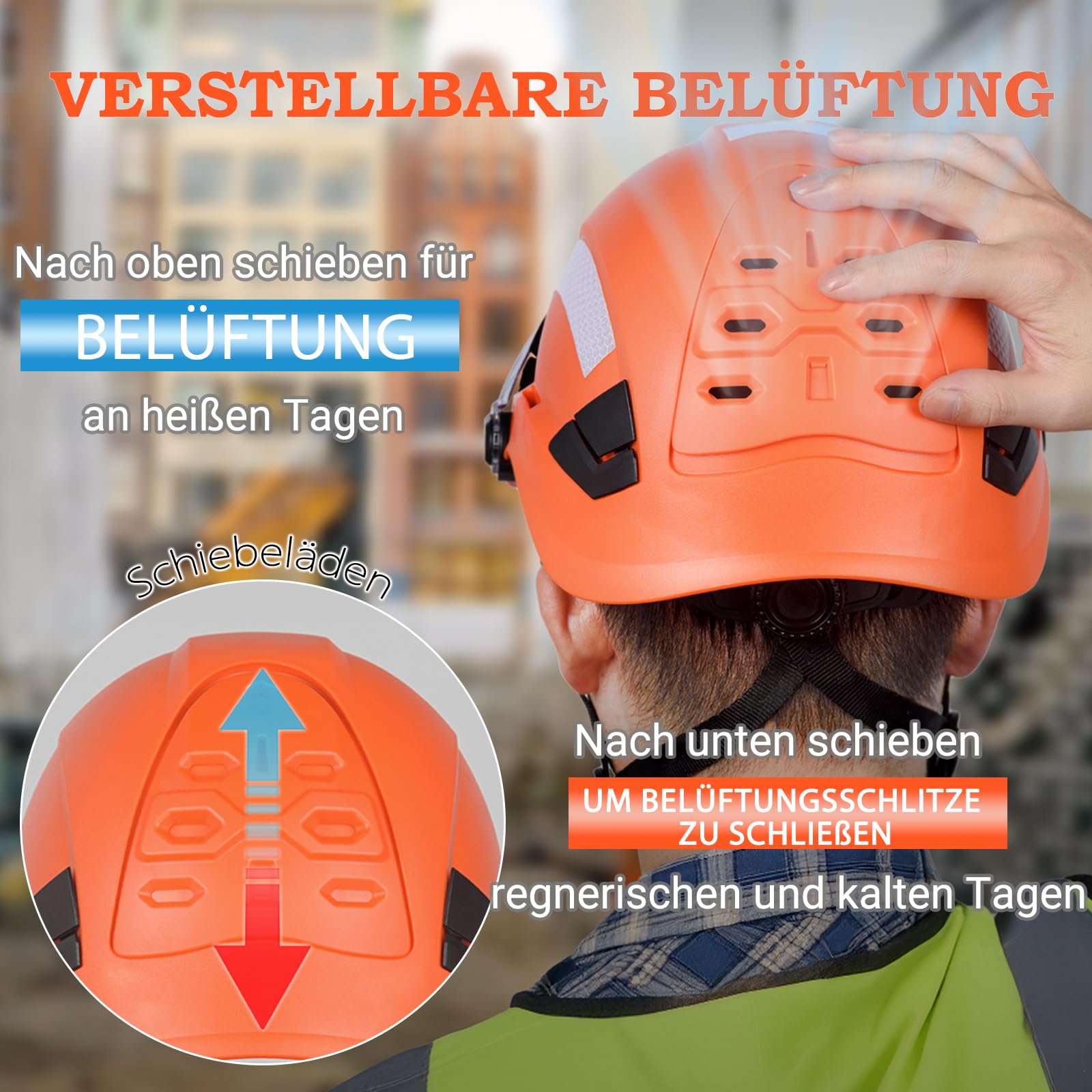 Bauhelm mit Visier und Belüftungslöcher, ANSI Z89.1 zugelassene bauhelme Erwachsene, EN397 und EN12492 Schutzhelm ABS Baustellenhelm für Damen und Herren