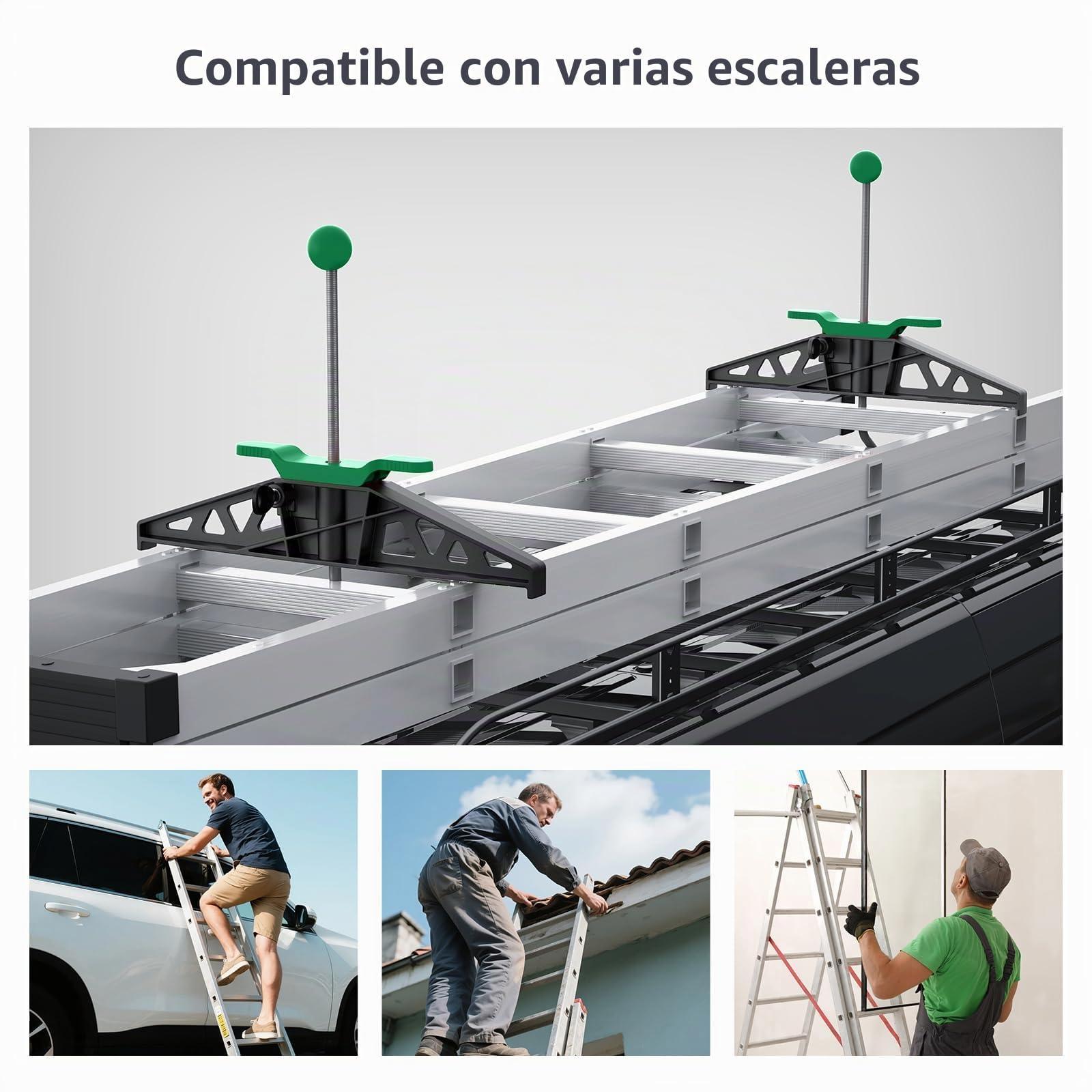 Abrazadera para escalera, Soporte para escalera para portaequipajes Ladder Clamp, Verde