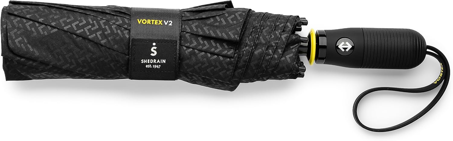 ShedRain Vortex Automatic Compact Folding Travel Umbrella – Push-Button Open & Close, Vented Double Canopy, Protects from Rain, Sun, & Wind