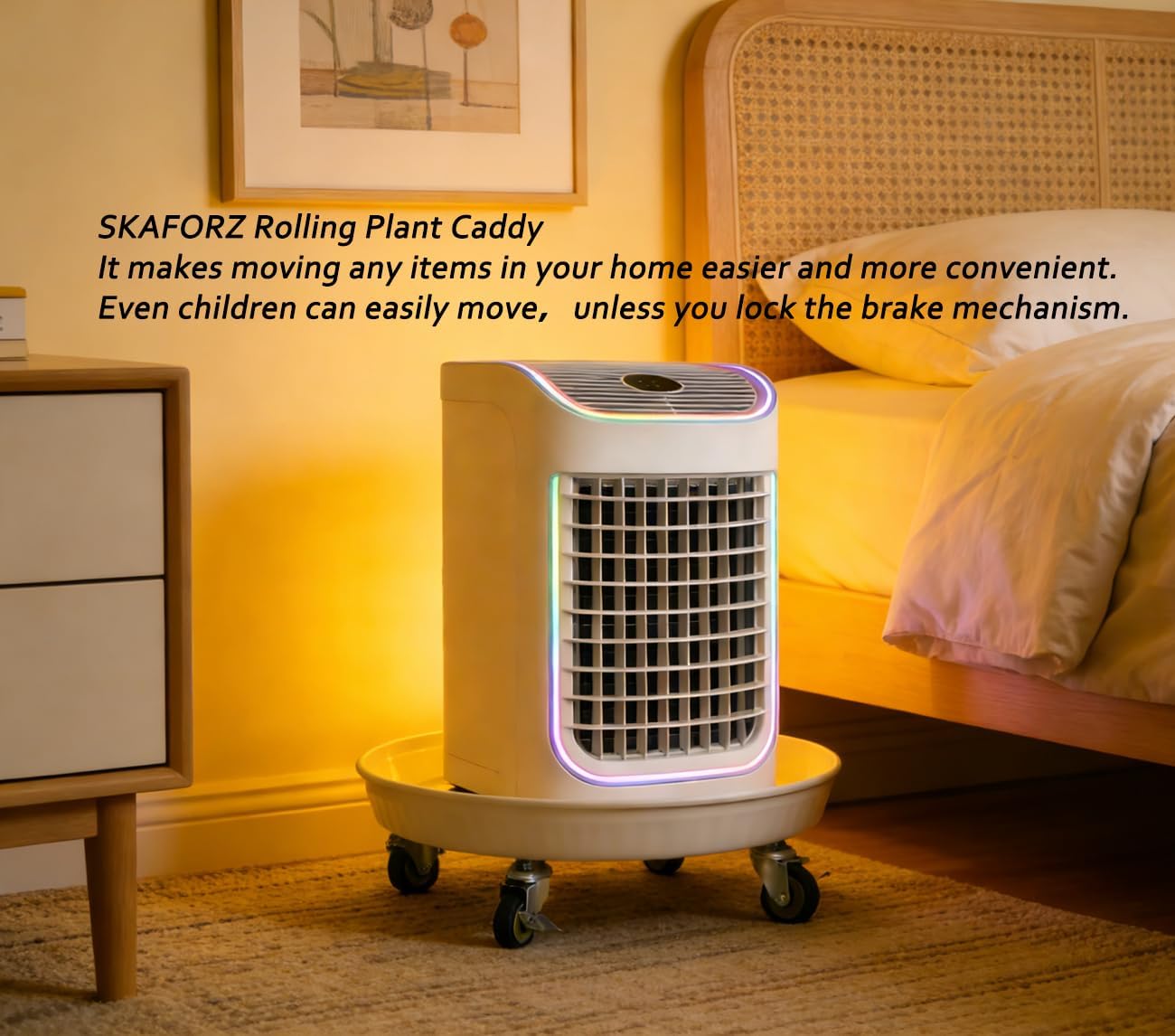Rolling Planter Caddy(470lbs Capacity), Heavy Duty Metal Plant Stand with Brake Wheels Plant Dolly Mover Plant Pot Tray Saucer for Indoor Outdoor 18inches White