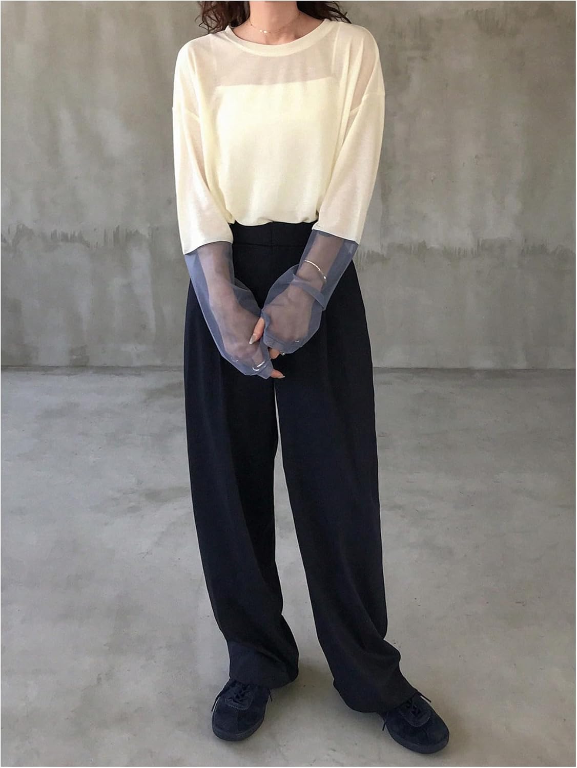 SweatyRocks Women's Mesh Long Sleeve Tops See Through Sheer Shirts Oversized Going Out Top - Image 4