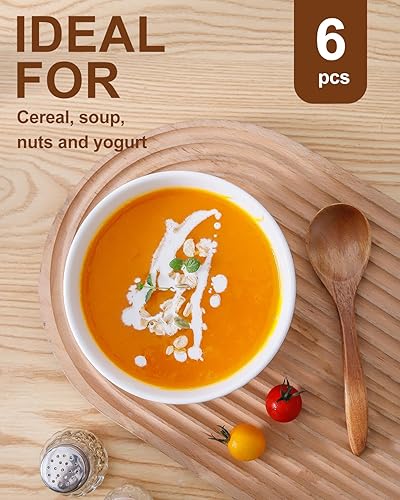 Vista 54 de HASENSE Ensaladeras grandes de 2, cuencos de porcelana de 60 onzas para servir de 8 pulgadas para comedor de cocina, elegantes platos de cerámica