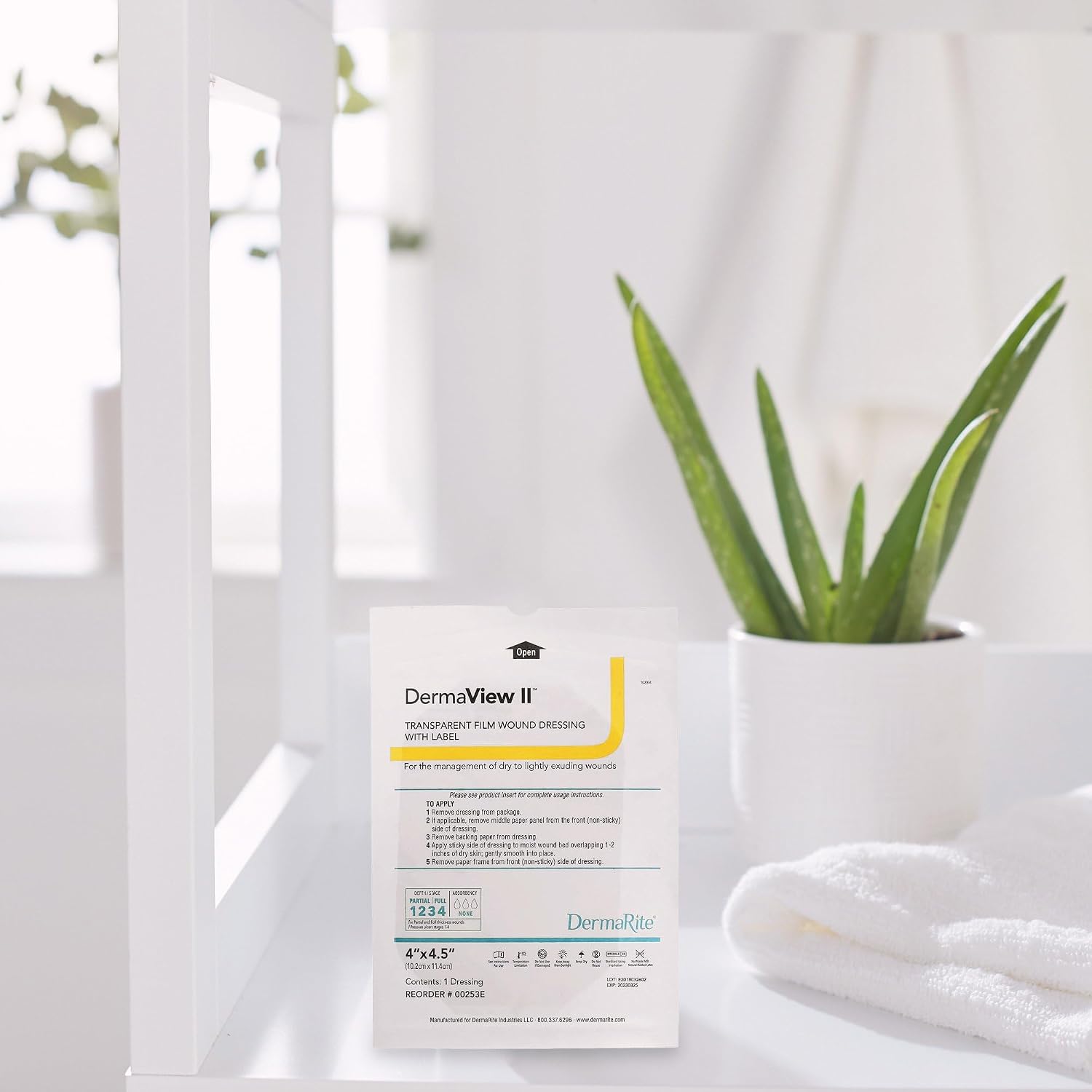 DermaRite's DermaView II Transparent Film Dressing with Border - Frame Style Delivery, Sterile, Individually Wrapped, 4 in. x 4-1/2 in., 1 Count, 50 Packs, 50 Total