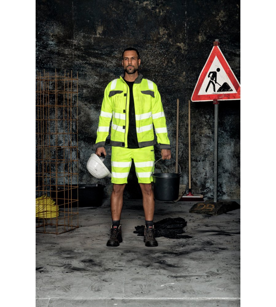 WÜRTH MODYF Warnschutz Arbeitsshorts Neon EN 20471 1 - professionelle Arbeitshose für Herren - Warnschutzhose mit Reflektoren - in den Größen 40-66 in Gelb und weiteren Farben