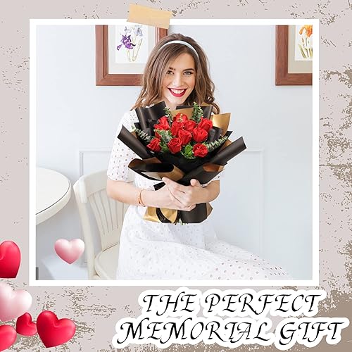 Miniatura 5 de CCINEE 20 hojas de papel de regalo de flores de doble cara, impermeable, material de embalaje de flores frescas, suministros de ramo de floristería,