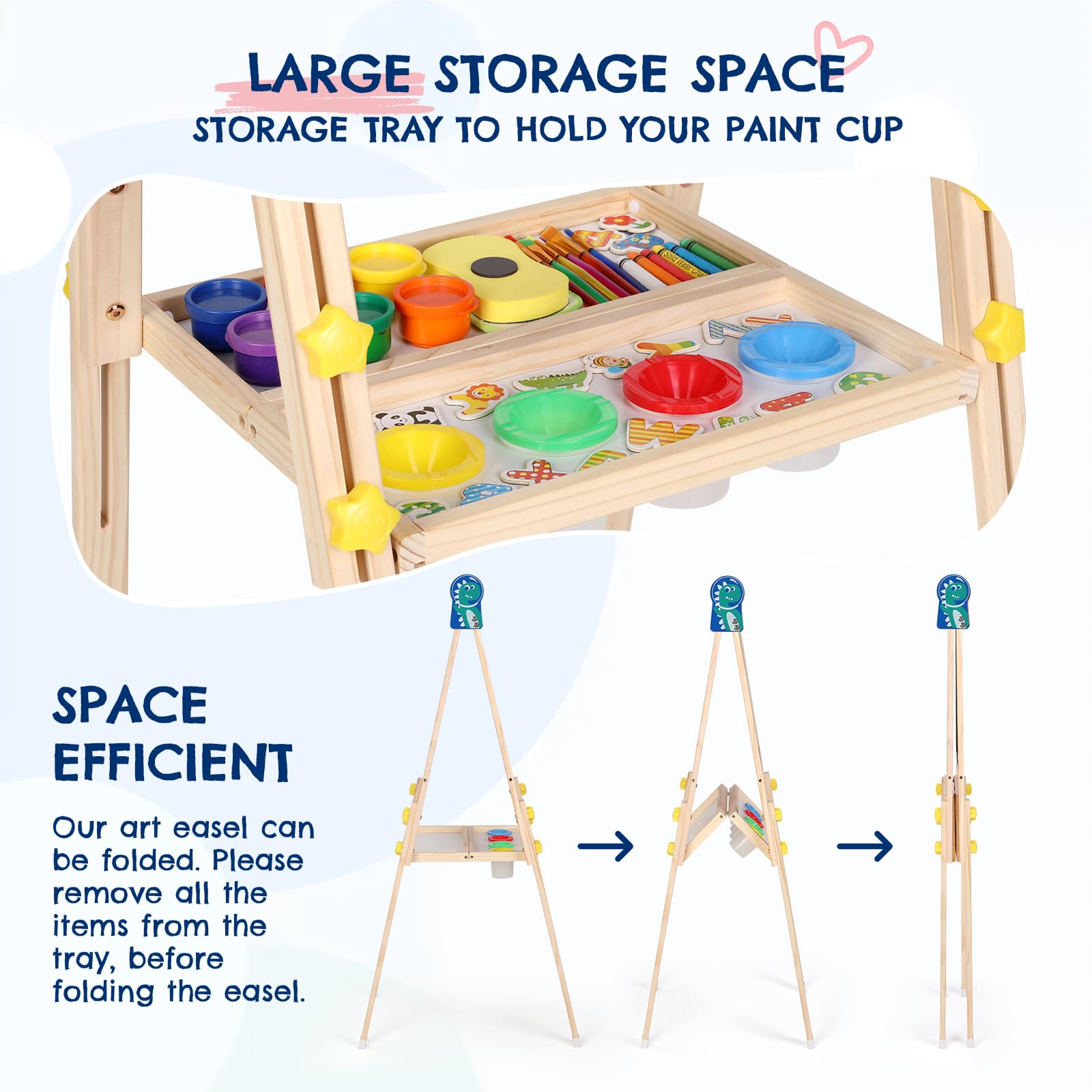 Kinder Staffelei, 3-in-1-Staffelei zum Malen mit Magnettafel, Zeichenpapier, tafel kinder, magnettafel, Höhenverstellbar Standtafel,Geschenk, Blau