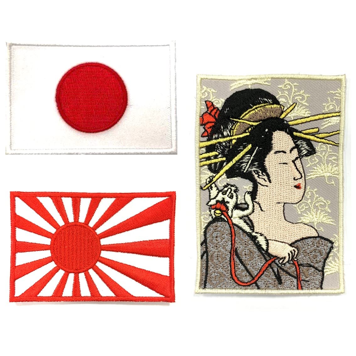 【日本未入荷級の希少性】江戸末期 日本刺繍 36星 星条旗 鷲 1860年代 Amazon | A-ONE 【3個セット】 日本 藝妓 浮世絵 パッチ + 日本国旗