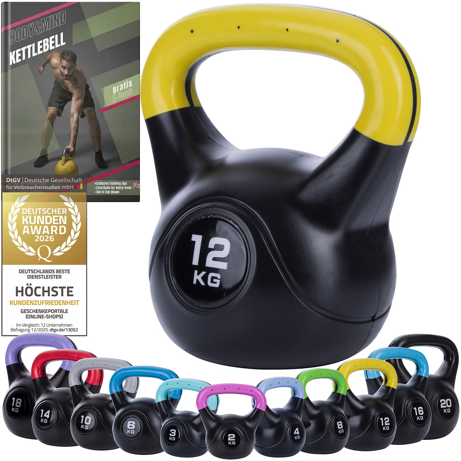 Body & Mind® Kettlebell Ball hantla plastikowa 2-20 kg - Hantla treningowa do treningu siłowego - Profesjonalna hantla fitness swing